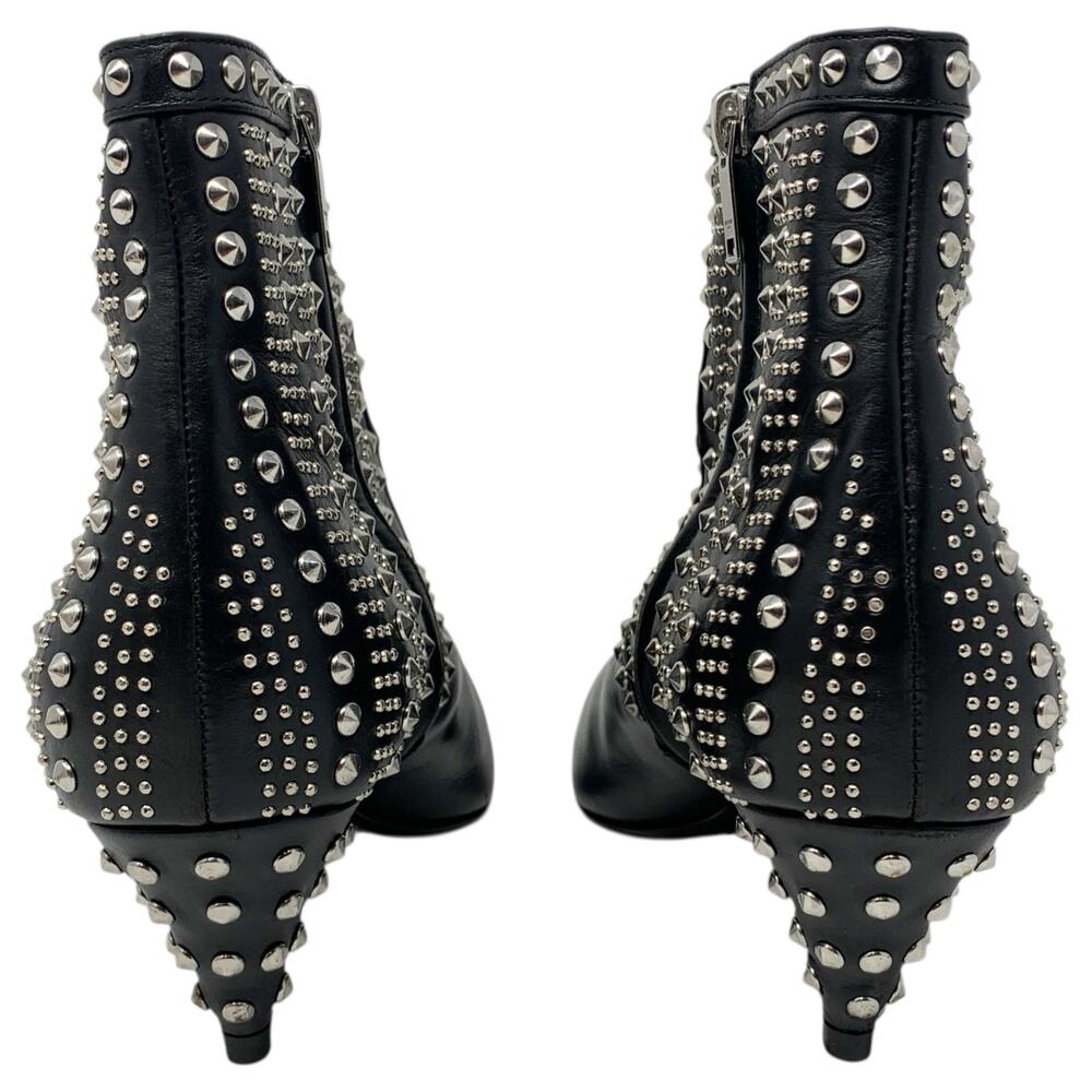 Saint Laurent Cat 50 Studded Black Leather Western Moto Ankle Booties EU 38.5 - Picture 5 of 11